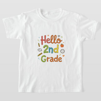 Hello 2nd Grade | Cute Doodle Art for Back 2School T-Shirt