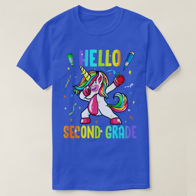 Hello 2nd Grade Cute Unicorn Welcome Back To Schoo T-Shirt (Design Front)