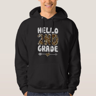 Hello 2nd Grade Leopard Print First Grade Teacher Hoodie