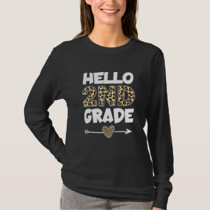 Hello 2nd Grade Leopard Print Second Grade Teacher T-Shirt