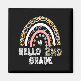 Hello 2nd Grade Leopard Rainbow Back To School Tea Magnet