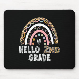 Hello 2nd Grade Leopard Rainbow Back To School Tea Mouse Pad