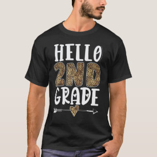 Hello 2nd Grade Leopard Second Grade Teachers Stud T-Shirt