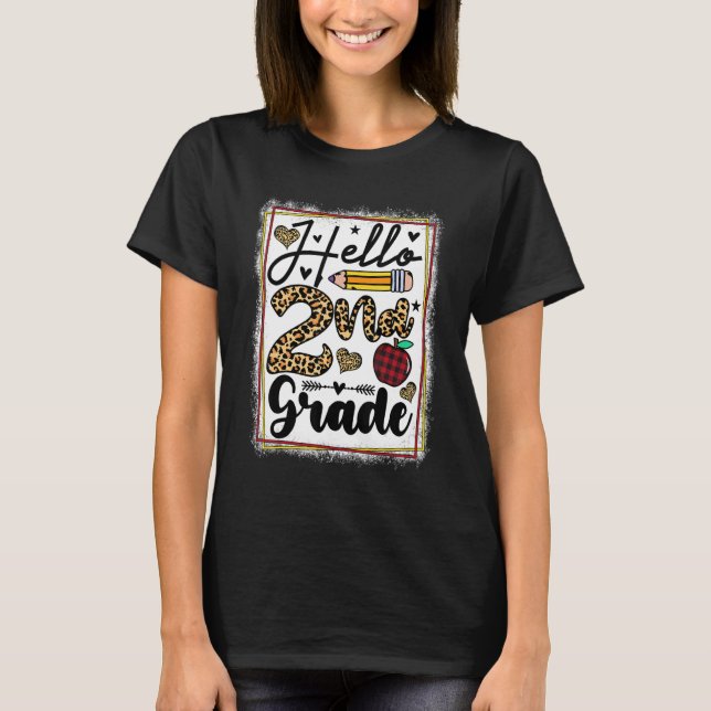 Hello 2nd Grade Leopard Style Back To School T-Shirt (Front)
