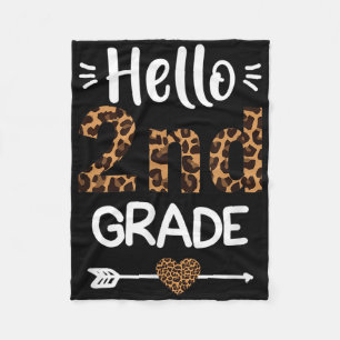 Hello 2nd Grade Leopard Teacher Students Back To S Fleece Blanket