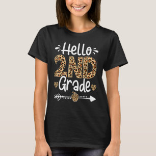 Hello 2nd Grade Leopard Teacher Students Back To S T-Shirt