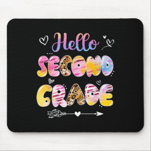 Hello 2nd Grade Leopard Tie Dye Back To School Mouse Pad