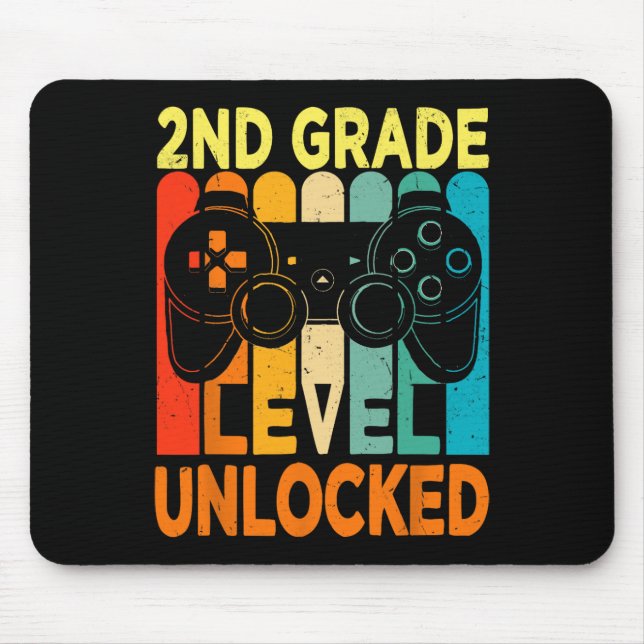 Hello 2nd Grade Level Unlocked Video Game Back to  Mouse Pad (Front)