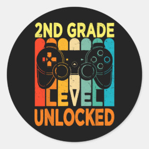 Hello 2nd Grade Level Unlocked Video Game Byck To Classic Round Sticker
