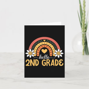 Hello 2nd Grade Rainbow Daisy First Day Of School  Card