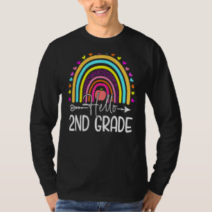 Hello 2nd Grade Rainbow First Grade Teacher Back T T-Shirt