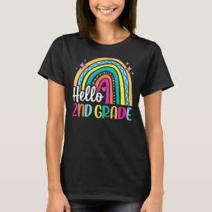 Hello 2nd Grade Rainbow For Teachers Girls Kids Fi T-Shirt