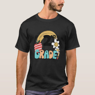 Hello 2nd Grade Rainbow Retro Groovy Back To Schoo T-Shirt