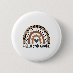 Hello 2nd Grade Rainbow Teacher Team Second Grade  6 Cm Round Badge