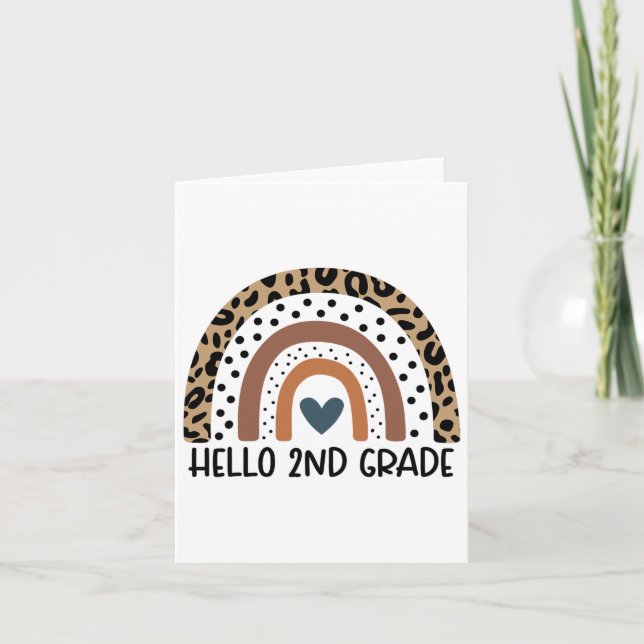 Hello 2nd Grade Rainbow Teacher Team Second Grade  Card (Front)