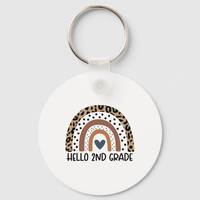 Hello 2nd Grade Rainbow Teacher Team Second Grade  Key Ring (Front)