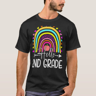 Hello 2nd Grade Rainbow Teachers Kids Back To Scho T-Shirt