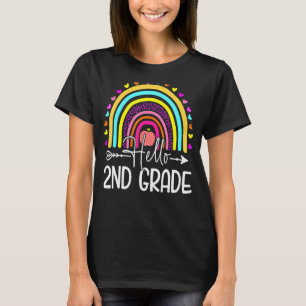 Hello 2nd Grade Rainbow Teachers Kids Back To Scho T-Shirt