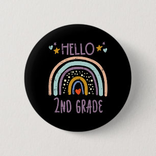 Hello 2nd Grade Second First Day Of School Girls T 6 Cm Round Badge