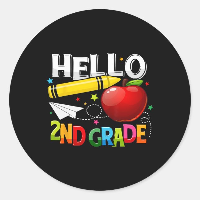 Hello 2nd grade teacher team Second grade squad gi Classic Round Sticker (Front)