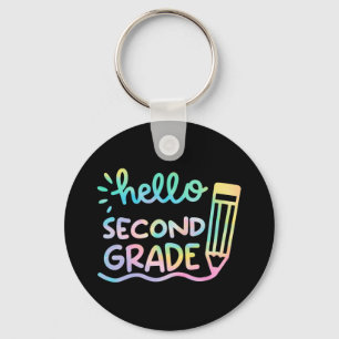 Hello 2nd Grade Tie Dye Teachers Kids Byck To Scho Key Ring