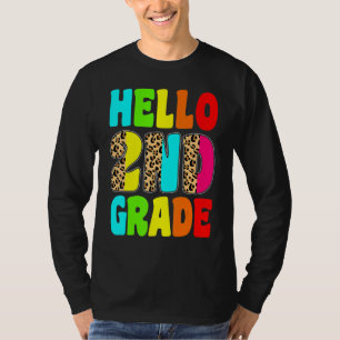 Hello 2nd Second Grade Leopard Teacher Back To Sch T-Shirt