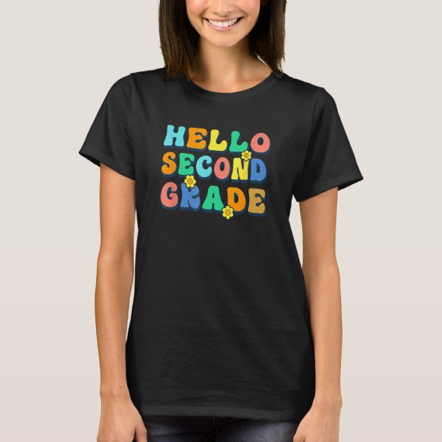 Hello 2nd Second Grade Teacher Kids Back To School T-Shirt (Front)