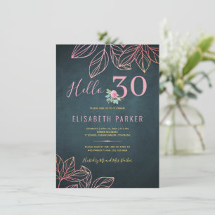 Hello 30 chic gold navy pink 30th birthday party i invitation