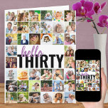 Hello 30 Editable Big Photo Collage Birthday Card<br><div class="desc">Big birthday card personalised with your own photos and custom messages. The photo template is set up for you to upload 40 photos and you can edit the wording, inside and out. The front title is partially editable and currently reads "hello Thirty" in modern oversized typography and brush script. You...</div>