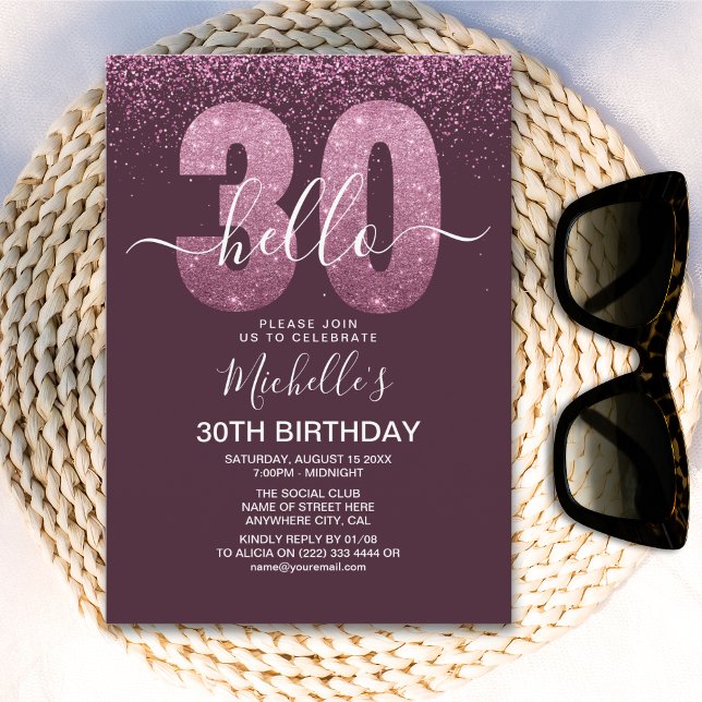 Hello 30 years modern birthday with photo invitation (Creator Uploaded)