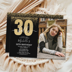Hello 30 years - Modern Birthday with photo Invitation