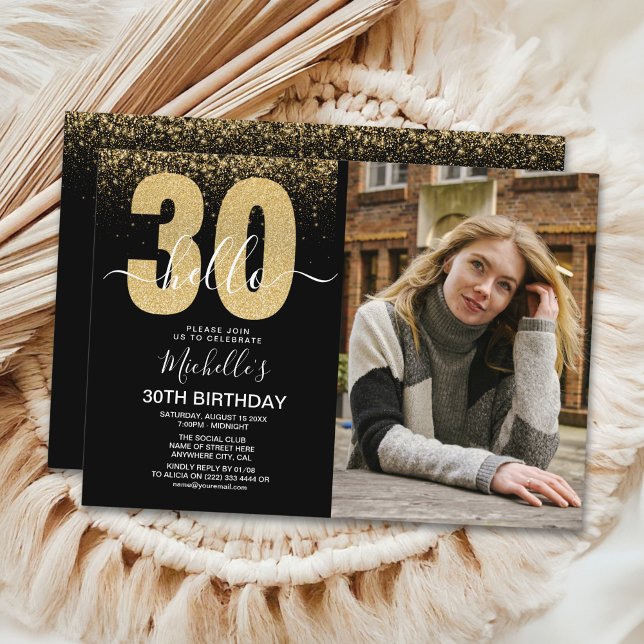 Hello 30 years - Modern Birthday with photo Invitation (Creator Uploaded)