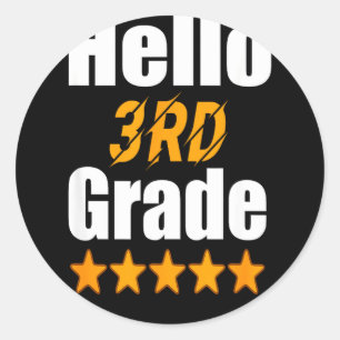 Hello 3rd Grade Back to School Cute Teacher Classic Round Sticker