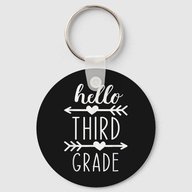 Hello 3rd Grade Back To School Third Grade Student Key Ring (Front)