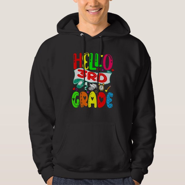 Hello 3rd Grade Cute School Things Matching Studen Hoodie (Front)