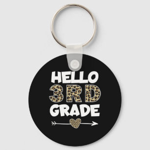 Hello 3rd Grade Leopard Print Third Grade Teacher Key Ring
