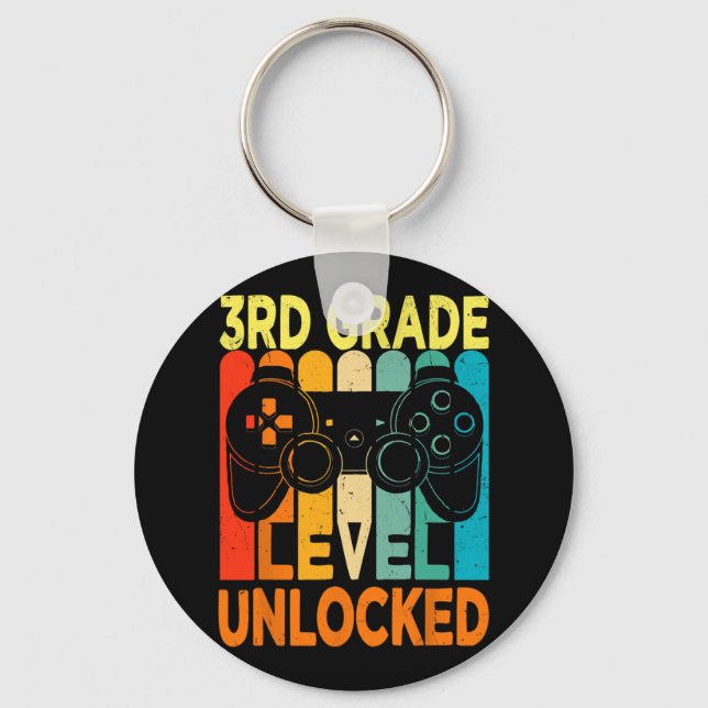 Hello 3rd Grade Level Unlocked Video Game Back to  Key Ring (Front)
