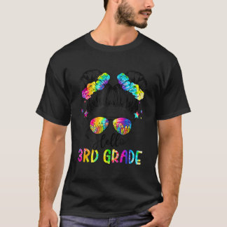 Hello 3Rd Grade Messy Hair Bun Girl Back To School T-Shirt