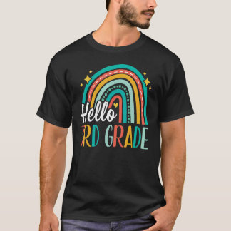 Hello 3rd Grade Rainbow for Teachers Girls Kids Fi T-Shirt