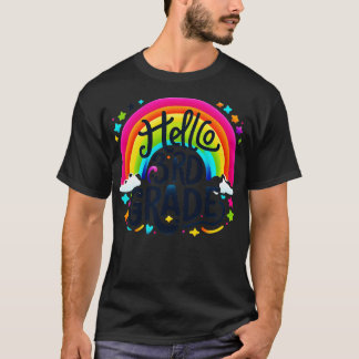 Hello 3rd Grade Rainbow Leopard Back To School Fir T-Shirt