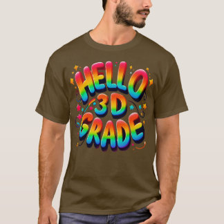 Hello 3rd Grade Rainbow Leopard Back To School Fir T-Shirt