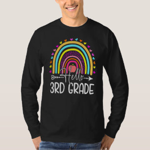 Hello 3rd Grade Rainbow Teachers Kids Back To Scho T-Shirt
