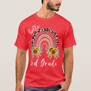 Hello 3rd Grade shirt, sunflower rainbow teacher T-Shirt