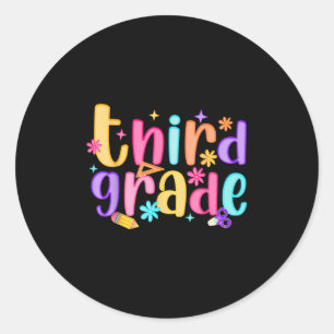 Hello 3rd Grade Teacher Girls Kid Preppy Back To S Classic Round Sticker