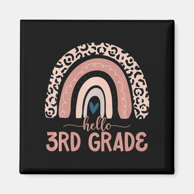 Hello 3rd Grade Teacher Leopard Rainbow Back To Sc Magnet (Front)
