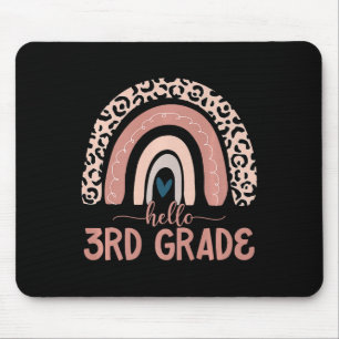 Hello 3rd Grade Teacher Leopard Rainbow Back To Sc Mouse Pad