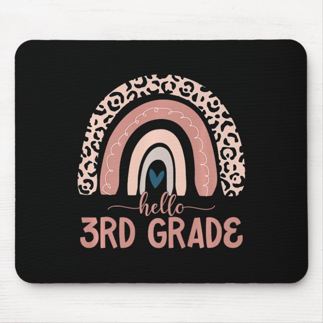 Hello 3rd Grade Teacher Leopard Rainbow Back To Sc Mouse Pad (Front)