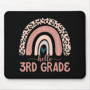 Hello 3rd Grade Teacher Leopard Rainbow Back To Sc Mouse Pad