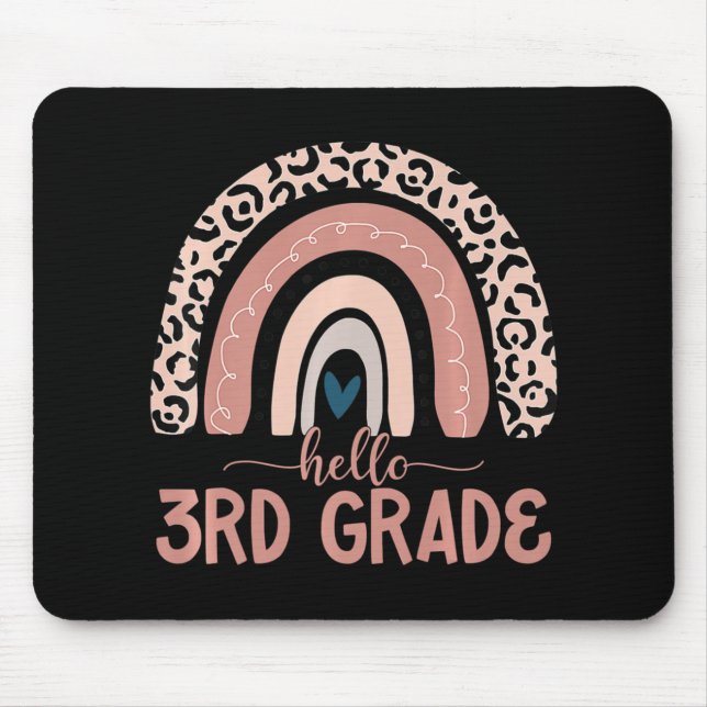 Hello 3rd Grade Teacher Leopard Rainbow Back To Sc Mouse Pad (Front)