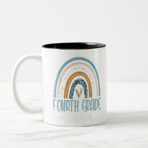Hello 3rd Grade Teacher Leopard Rainbow Back To Sc Two-Tone Coffee Mug